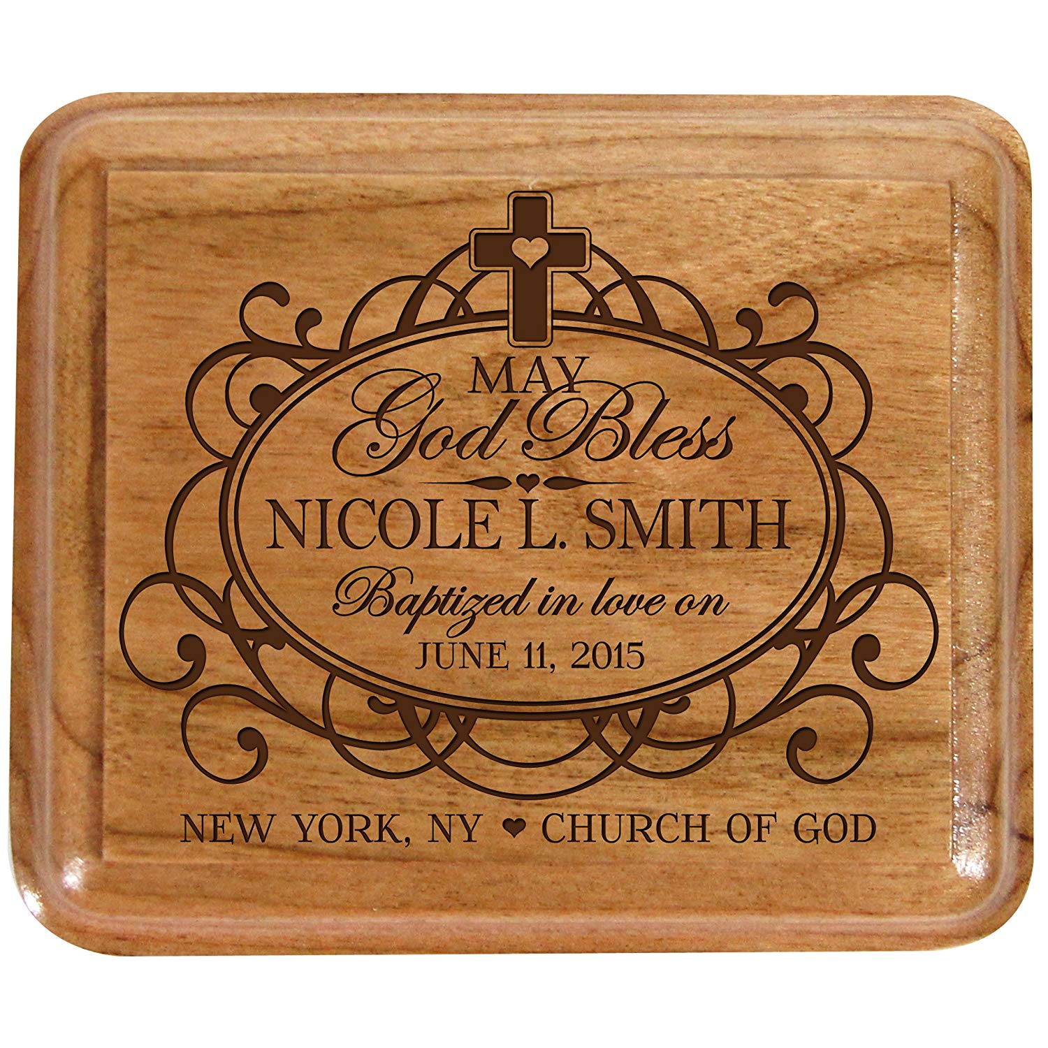 Lifesong Milestones Personalized Modern Keepsake Box Baptism Gift for Baby Girl or Boy