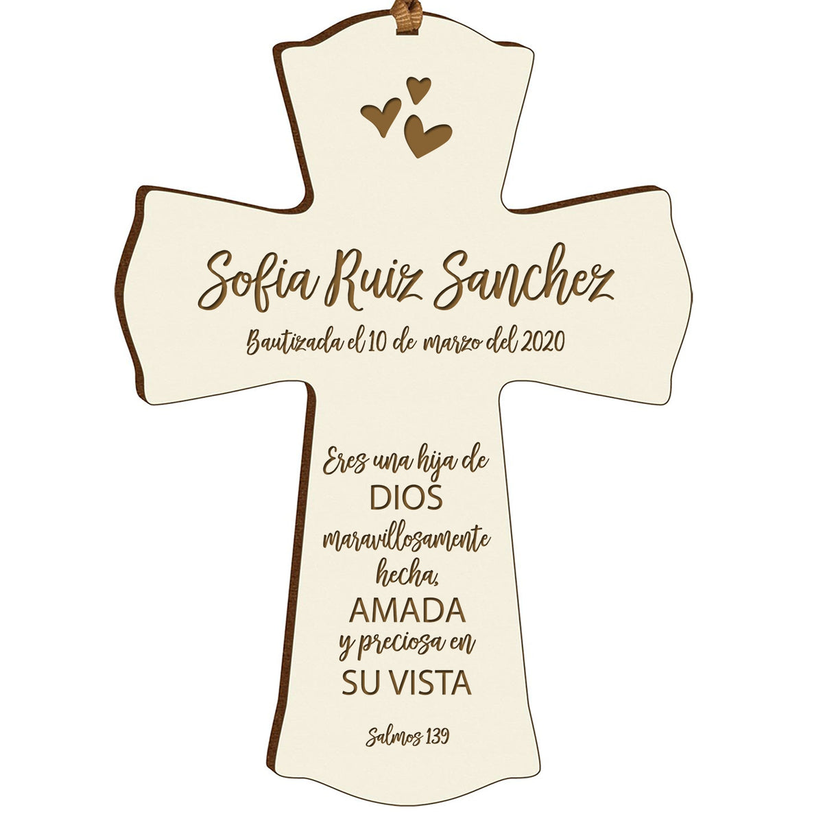 Personalized Baptism Mini Wall Cross Spanish Verse - Child Of God - LifeSong Milestones
