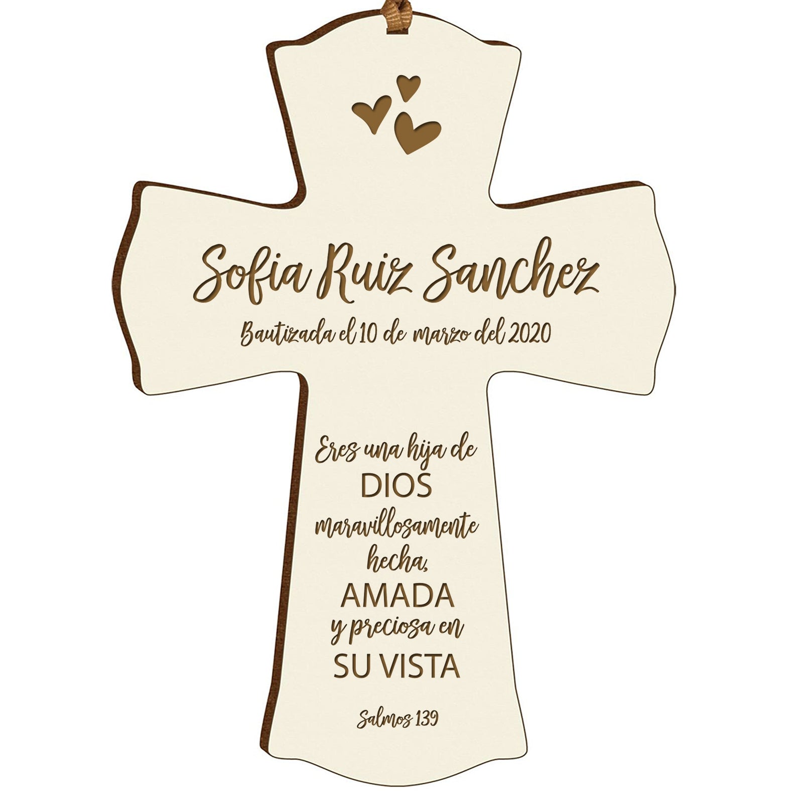 Personalized Baptism Mini Wall Cross Spanish Verse - Child Of God - LifeSong Milestones