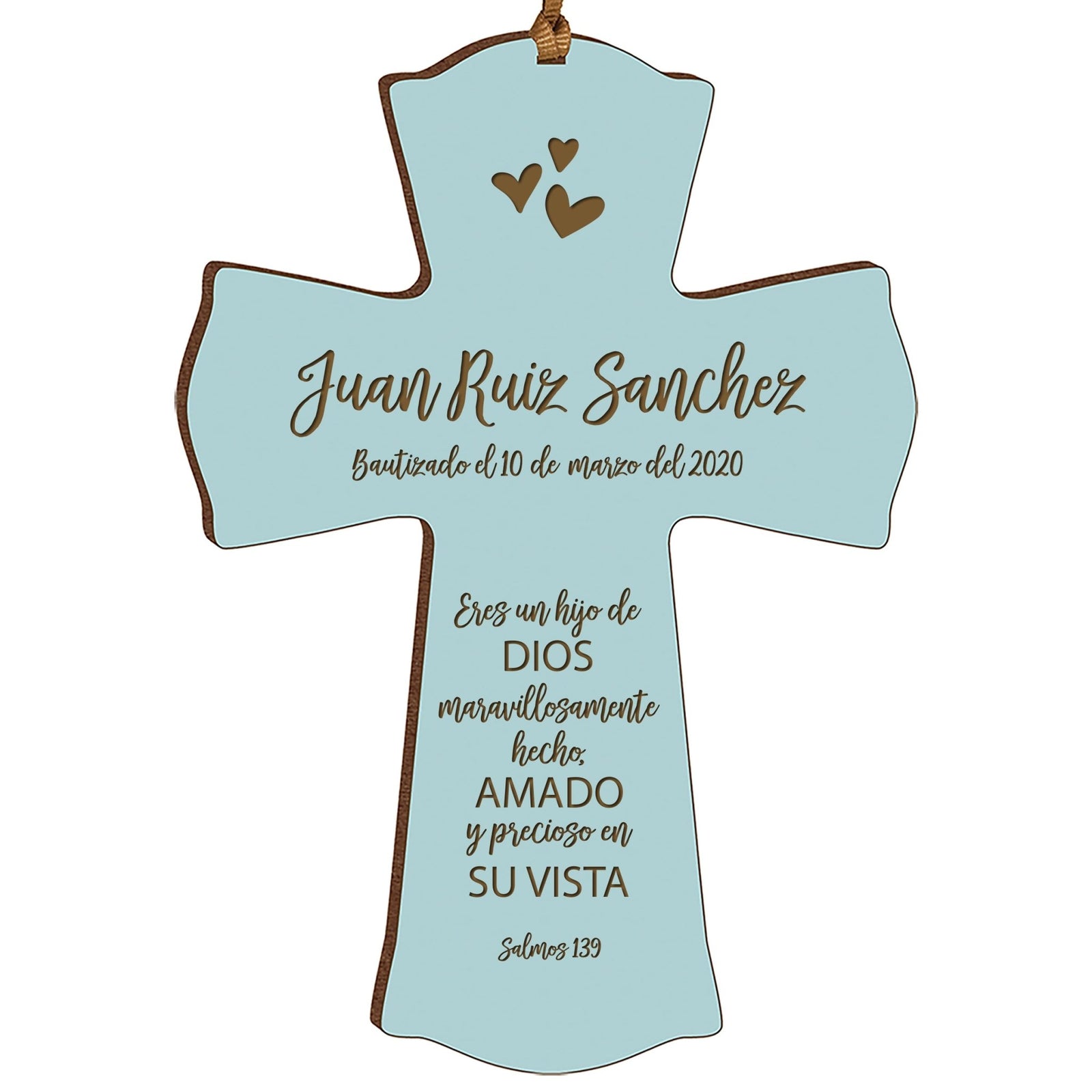 Personalized Baptism Mini Wall Cross Spanish Verse - Child Of God - LifeSong Milestones