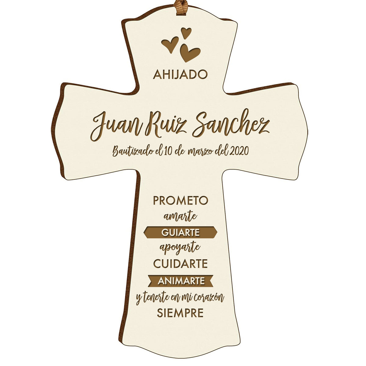 Personalized Baptism Mini Wall Cross Spanish Verse - I Promise To Love You - LifeSong Milestones