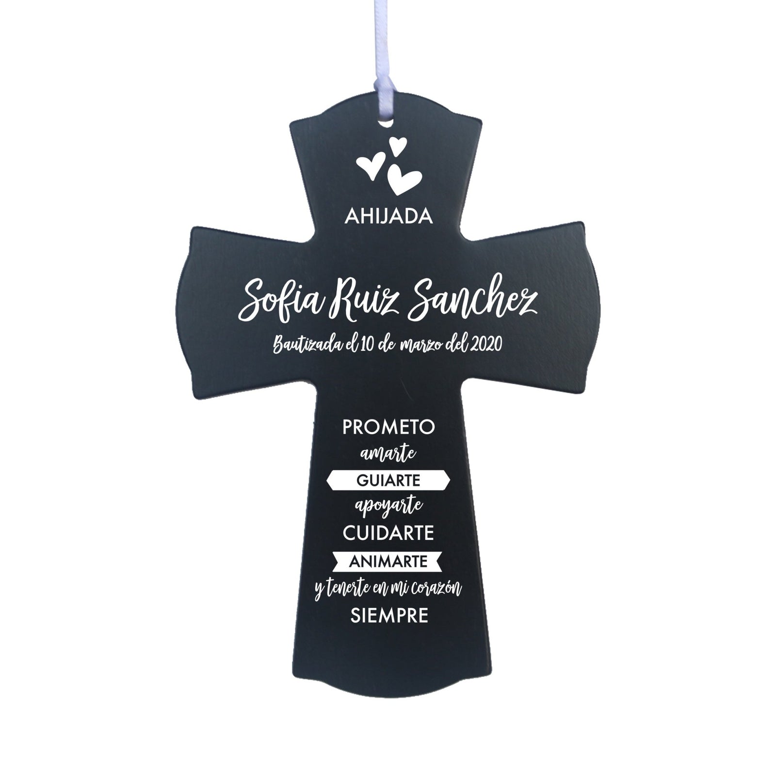 Personalized Baptism Mini Wall Cross Spanish Verse - I Promise To Love You - LifeSong Milestones