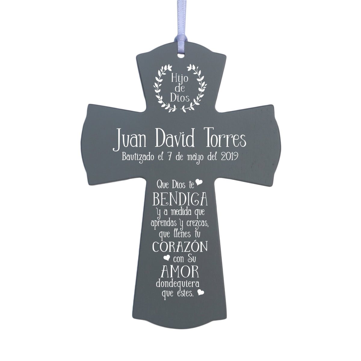 Personalized Baptism Mini Wall Cross Spanish Verse - May God Bless You - LifeSong Milestones