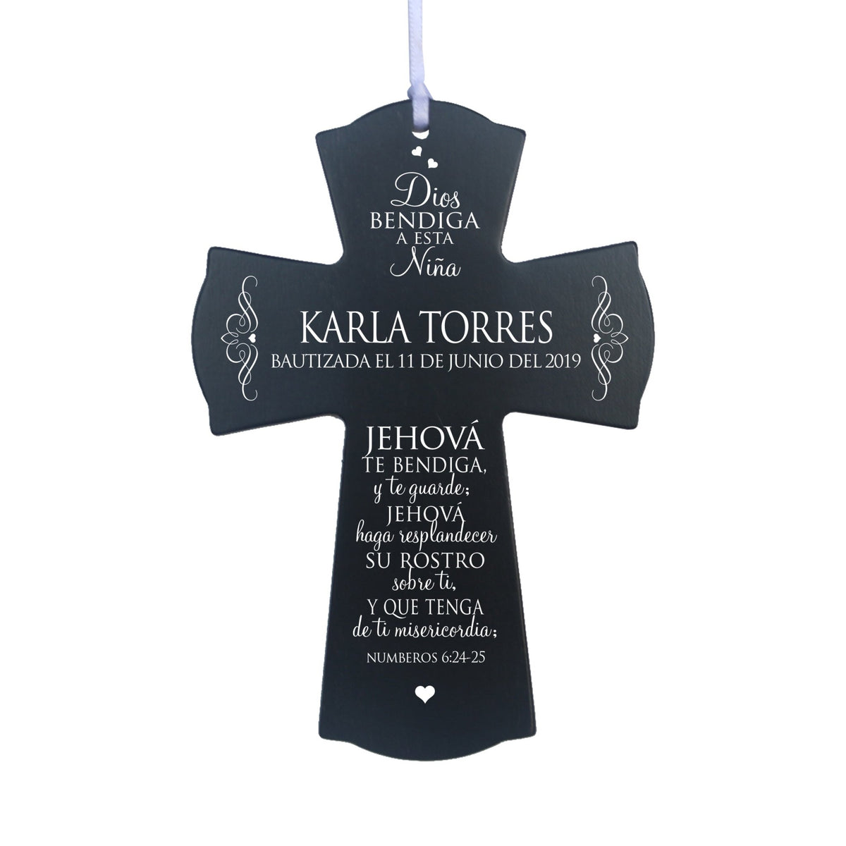 Personalized Baptism Mini Wall Cross Spanish Verse - The Lord Bless You - LifeSong Milestones