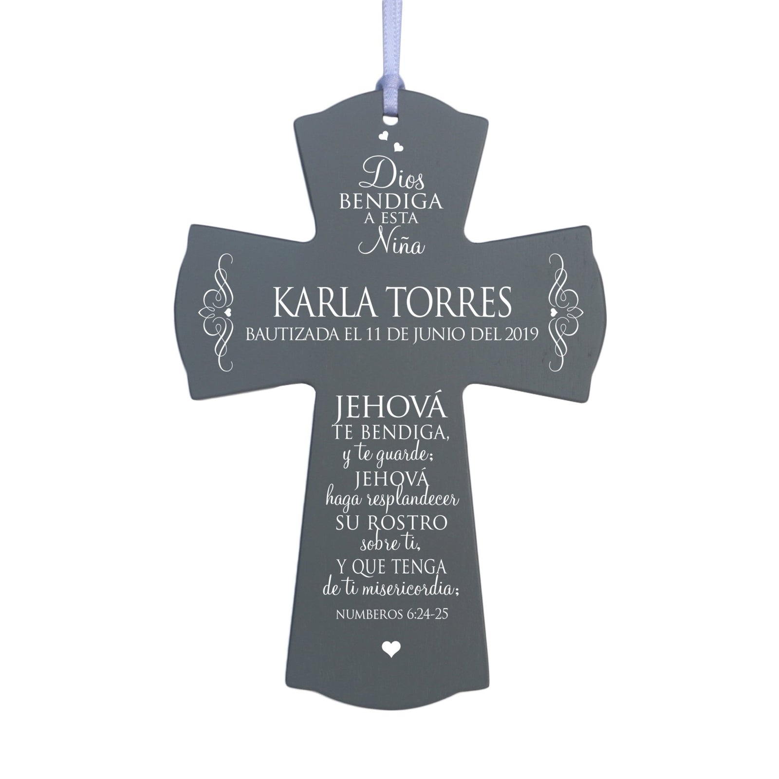 Personalized Baptism Mini Wall Cross Spanish Verse - The Lord Bless You - LifeSong Milestones