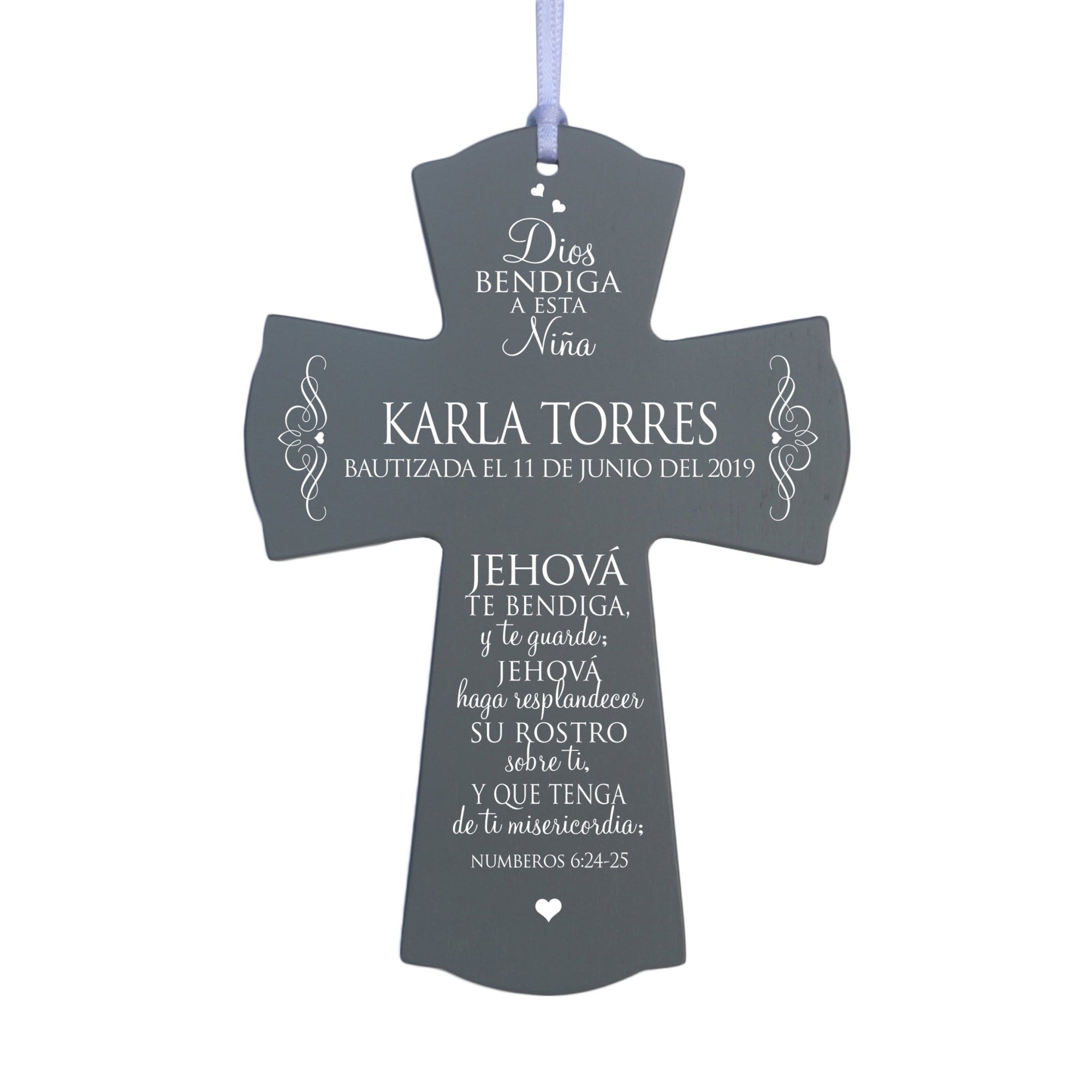 Personalized Baptism Mini Wall Cross Spanish Verse - The Lord Bless You - LifeSong Milestones