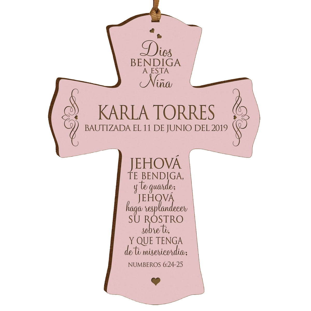 Personalized Baptism Mini Wall Cross Spanish Verse - The Lord Bless You - LifeSong Milestones