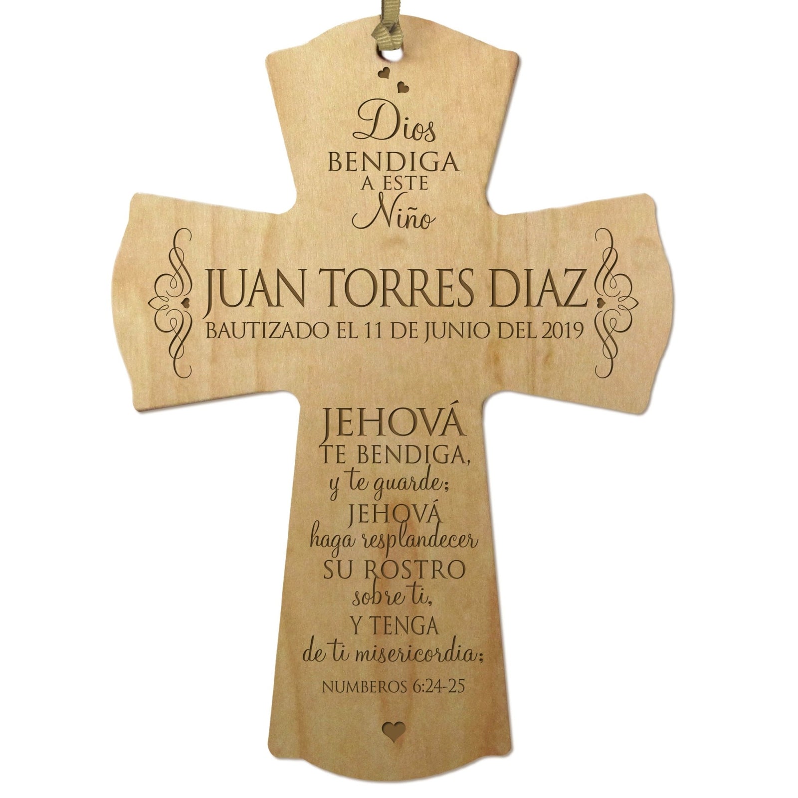 Personalized Baptism Mini Wall Cross Spanish Verse - The Lord Bless You - LifeSong Milestones