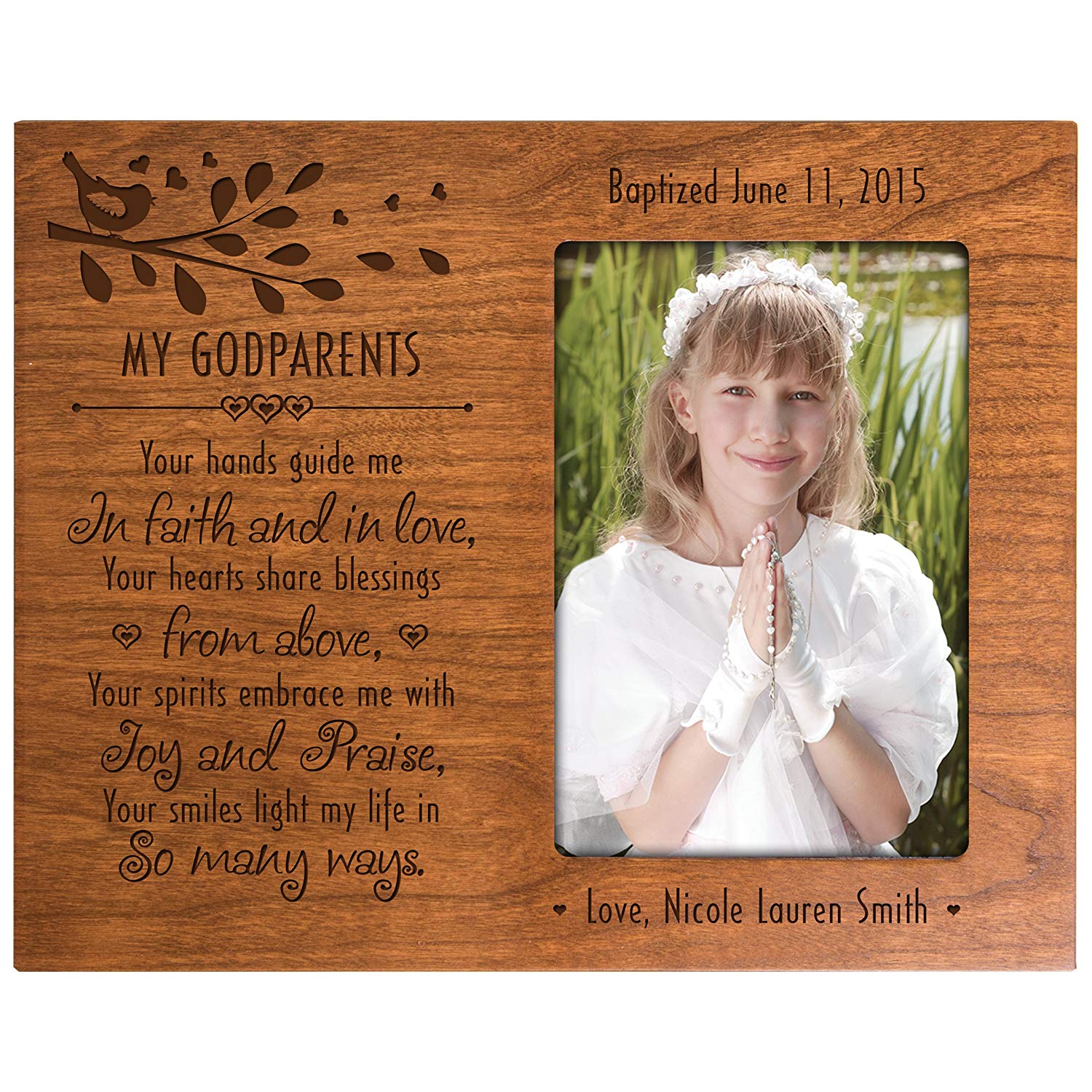 Personalized Baptism Photo Frame Gift "Faith and Love" - LifeSong Milestones