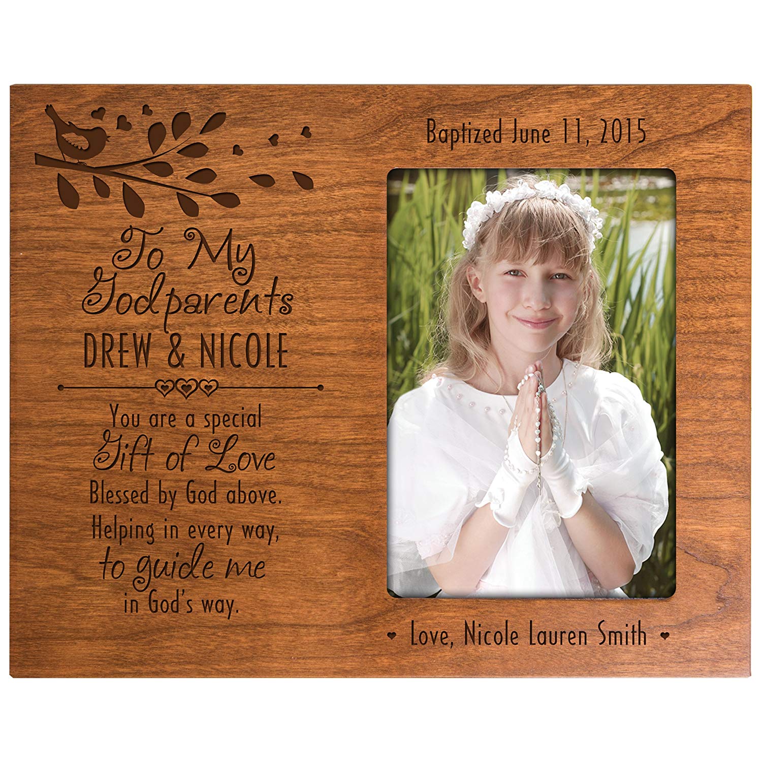 Personalized Baptism Photo Frame Gift "Gift of Love" - LifeSong Milestones
