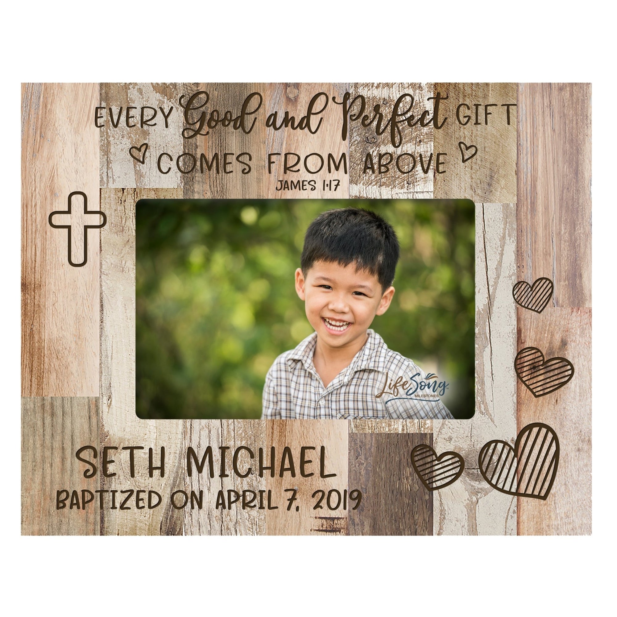 Personalized Baptism Photo Frame - Good & Perfect - LifeSong Milestones