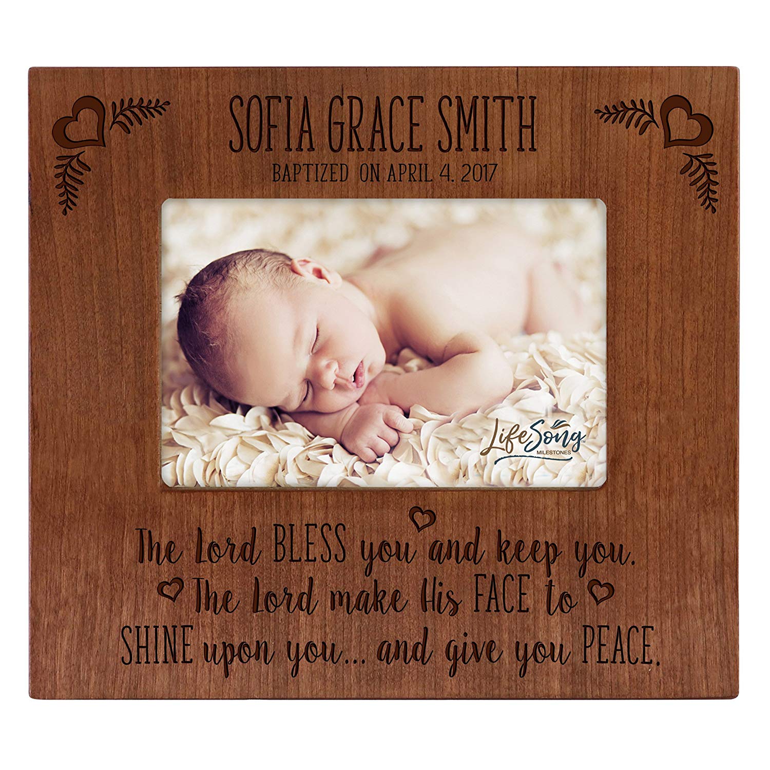 Personalized Baptism Photo Frame - The Lord Bless You - LifeSong Milestones