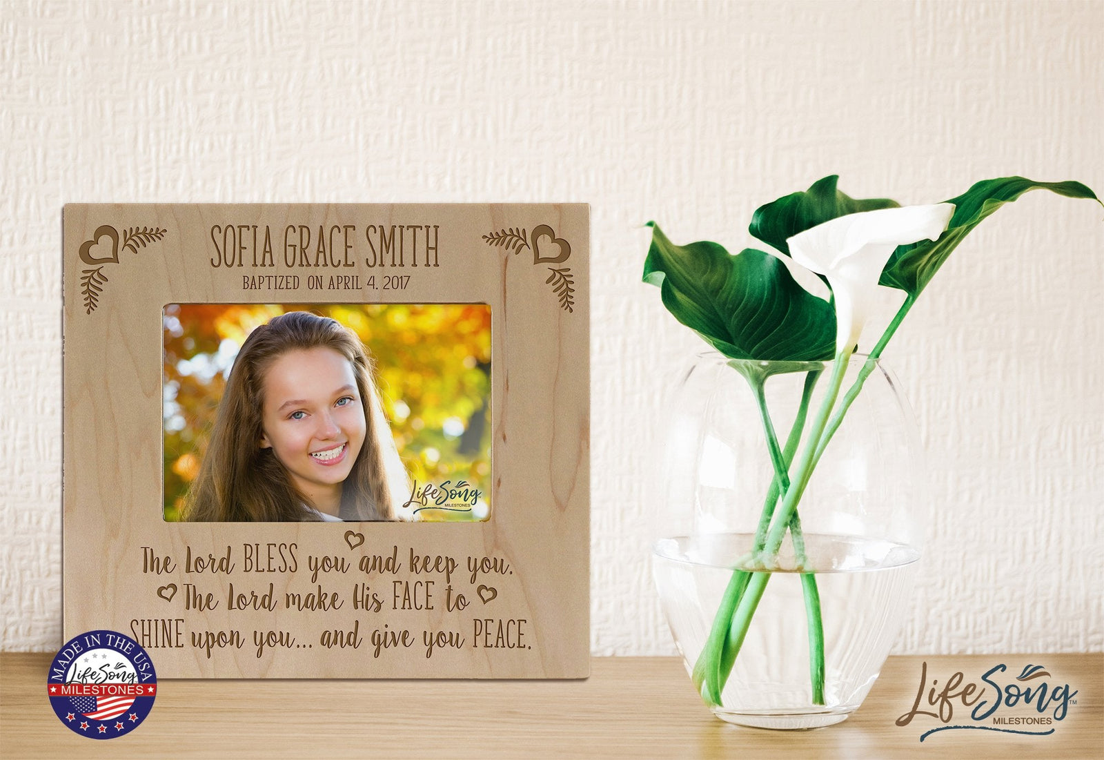 Personalized Baptism Photo Frame - The Lord Bless You - LifeSong Milestones