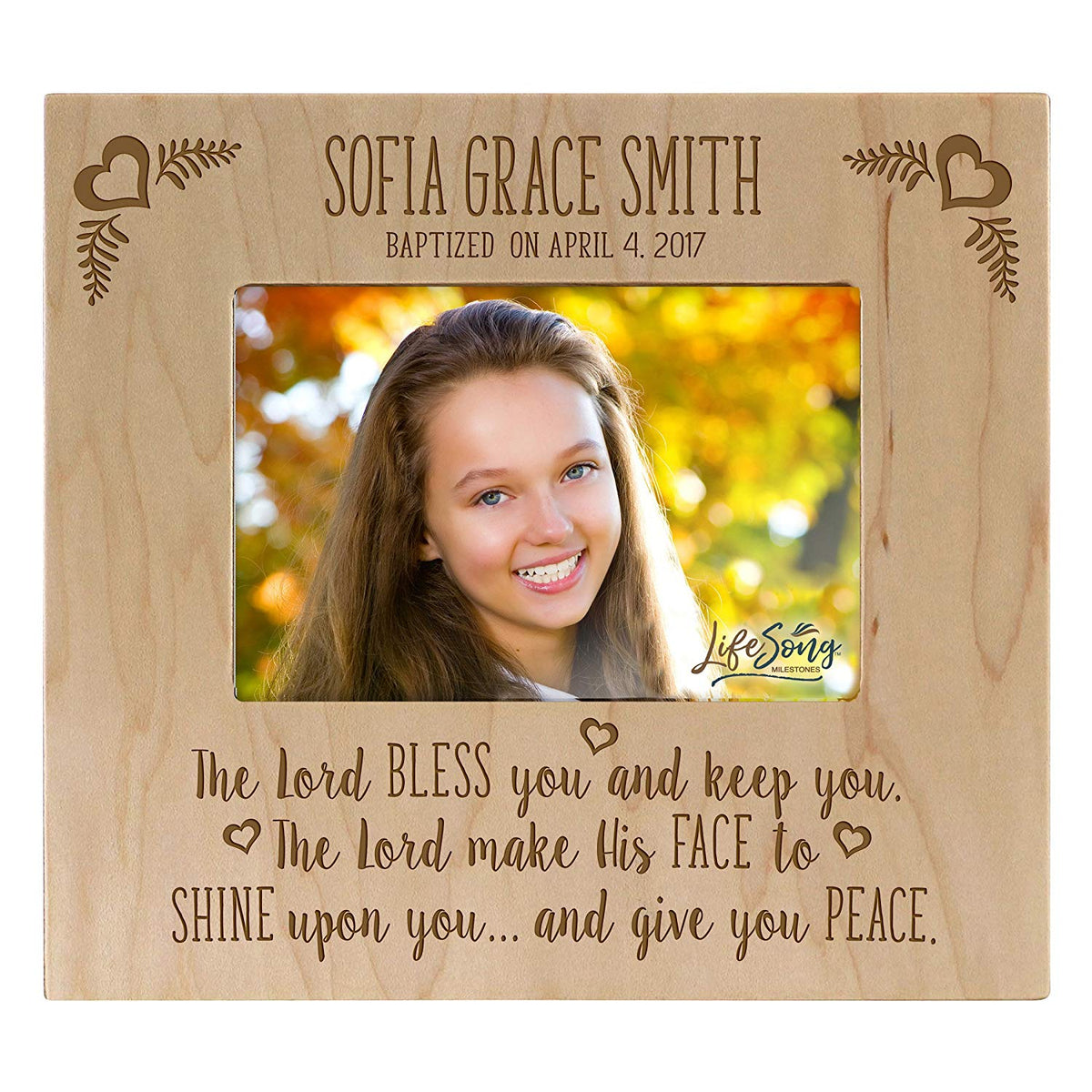 Personalized Baptism Photo Frame - The Lord Bless You - LifeSong Milestones