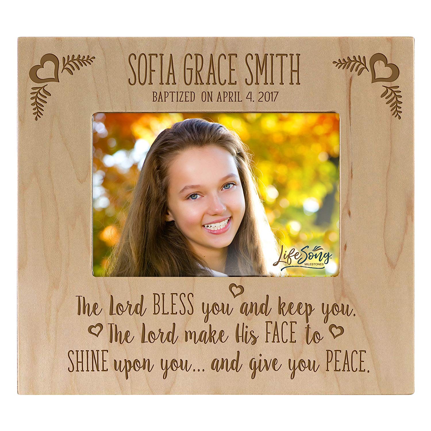 Personalized Baptism Photo Frame - The Lord Bless You - LifeSong Milestones