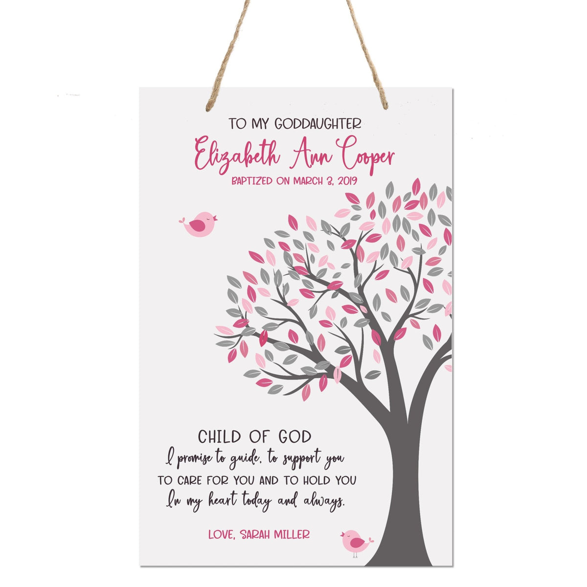 Personalized Baptism Wall Decor Rope Signs Gift for Girl