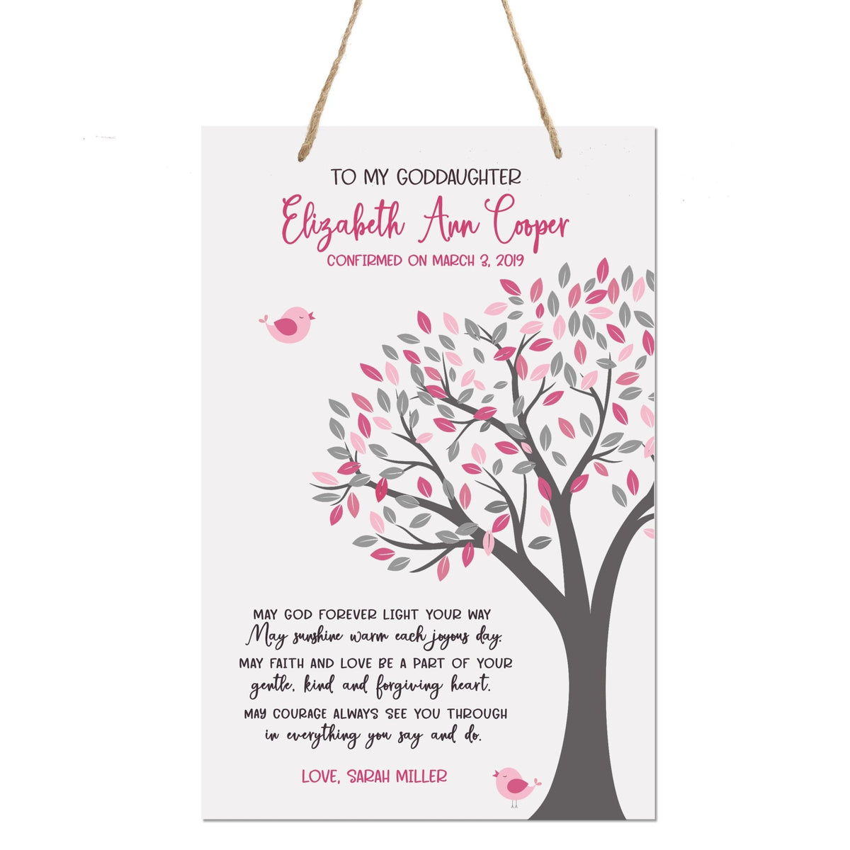 Personalized Baptism Wall Decor Rope Signs Gift for Girl