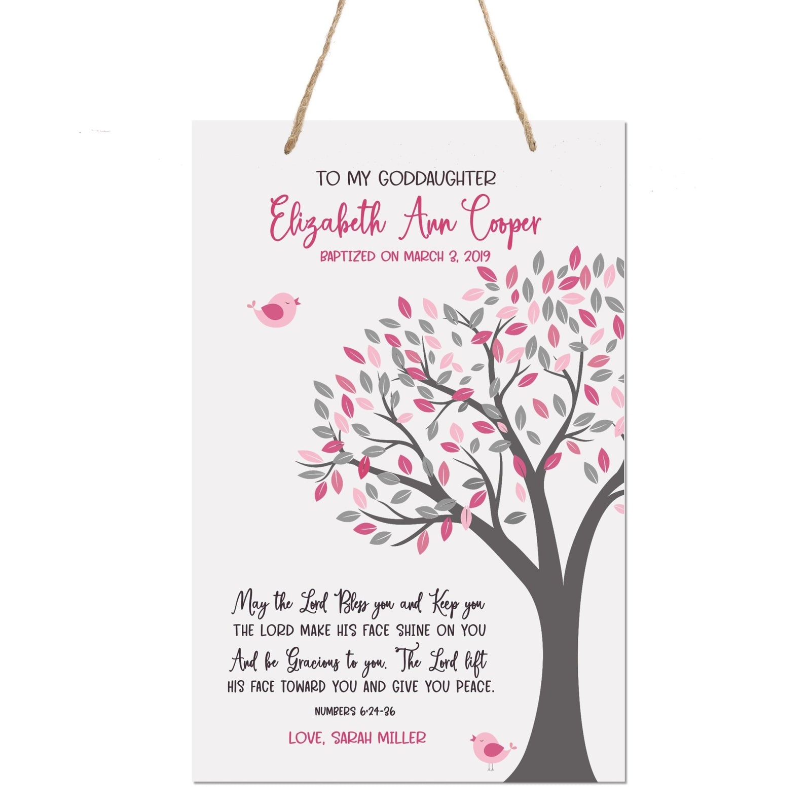 Personalized Baptism Wall Decor Rope Signs Gift for Girl