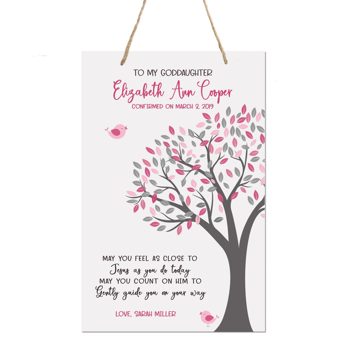 Personalized Baptism Wall Decor Rope Signs Gift for Girl