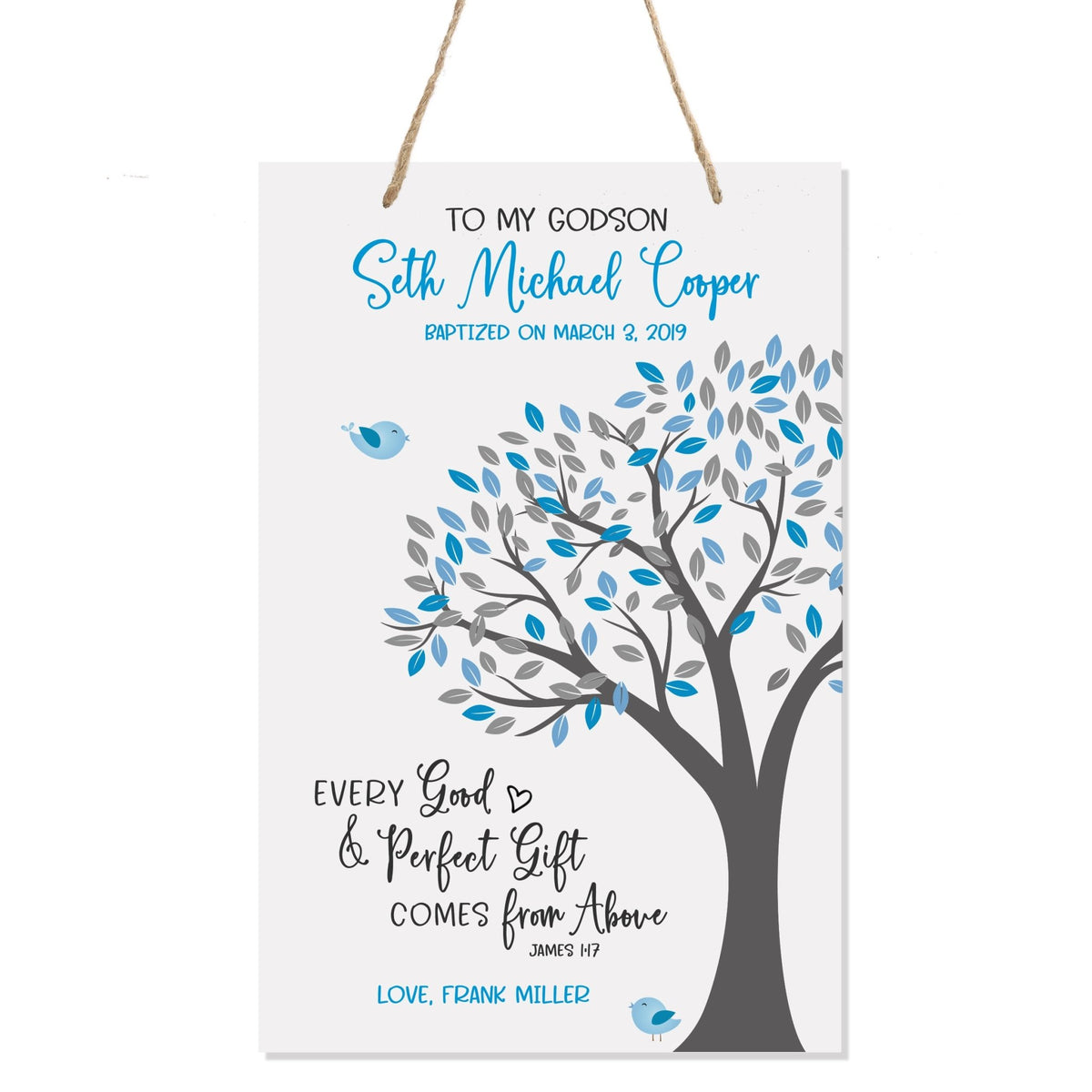 Personalized Baptism Wall Decor Rope Signs Gift for Boy