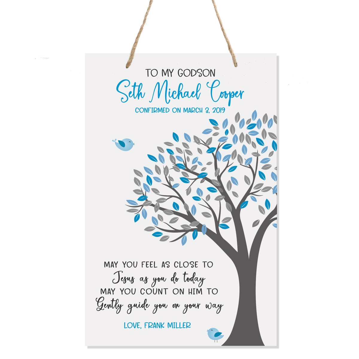 Personalized Baptism Wall Decor Rope Signs Gift for Boy