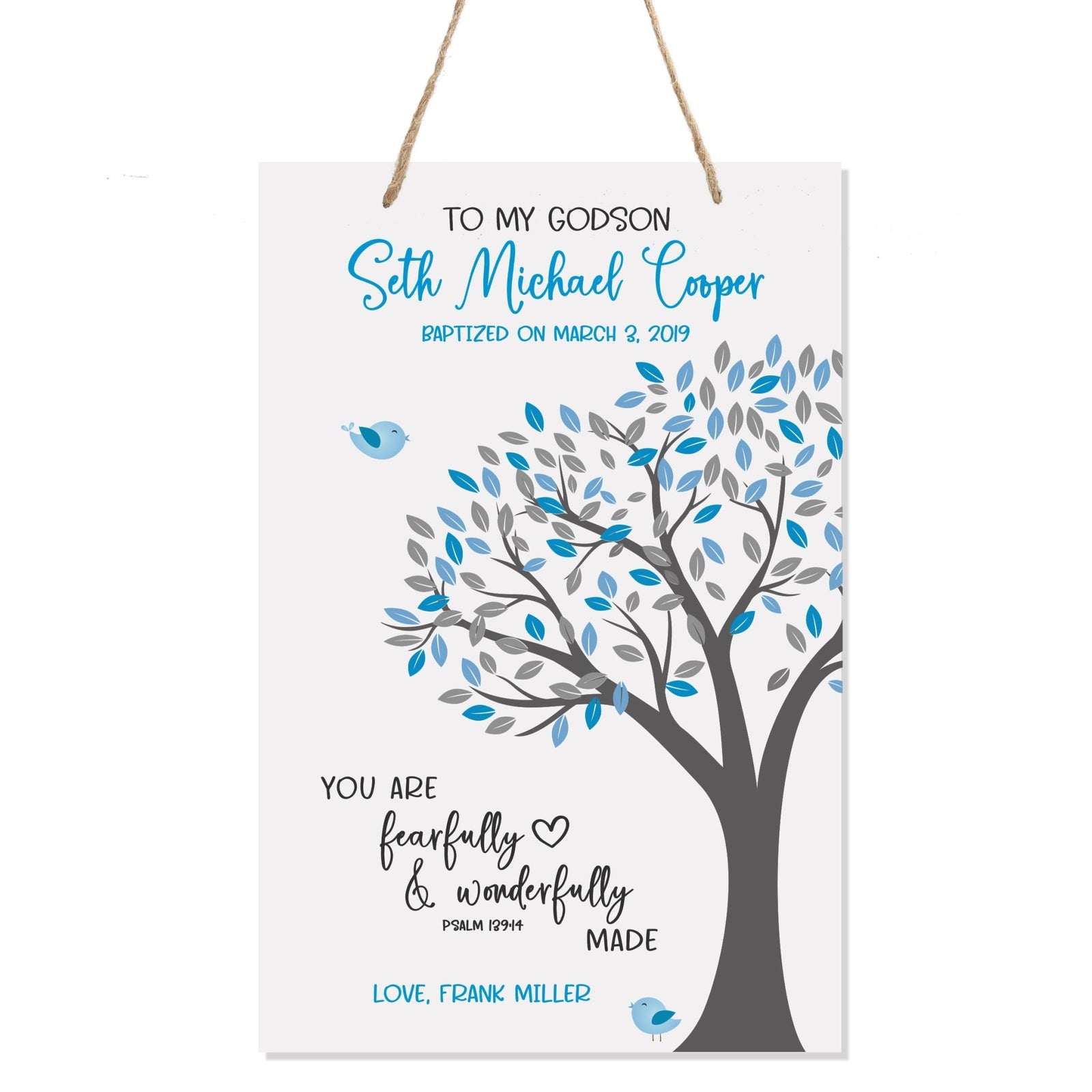 Personalized Baptism Wall Decor Rope Signs Gift for Boy