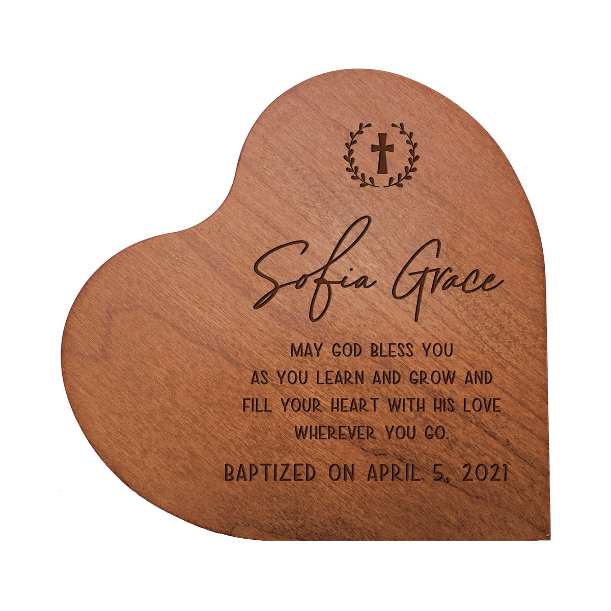 Personalized Engraved Baptism Heart Shaped Tabletop Signs Gift for Goddaughter
