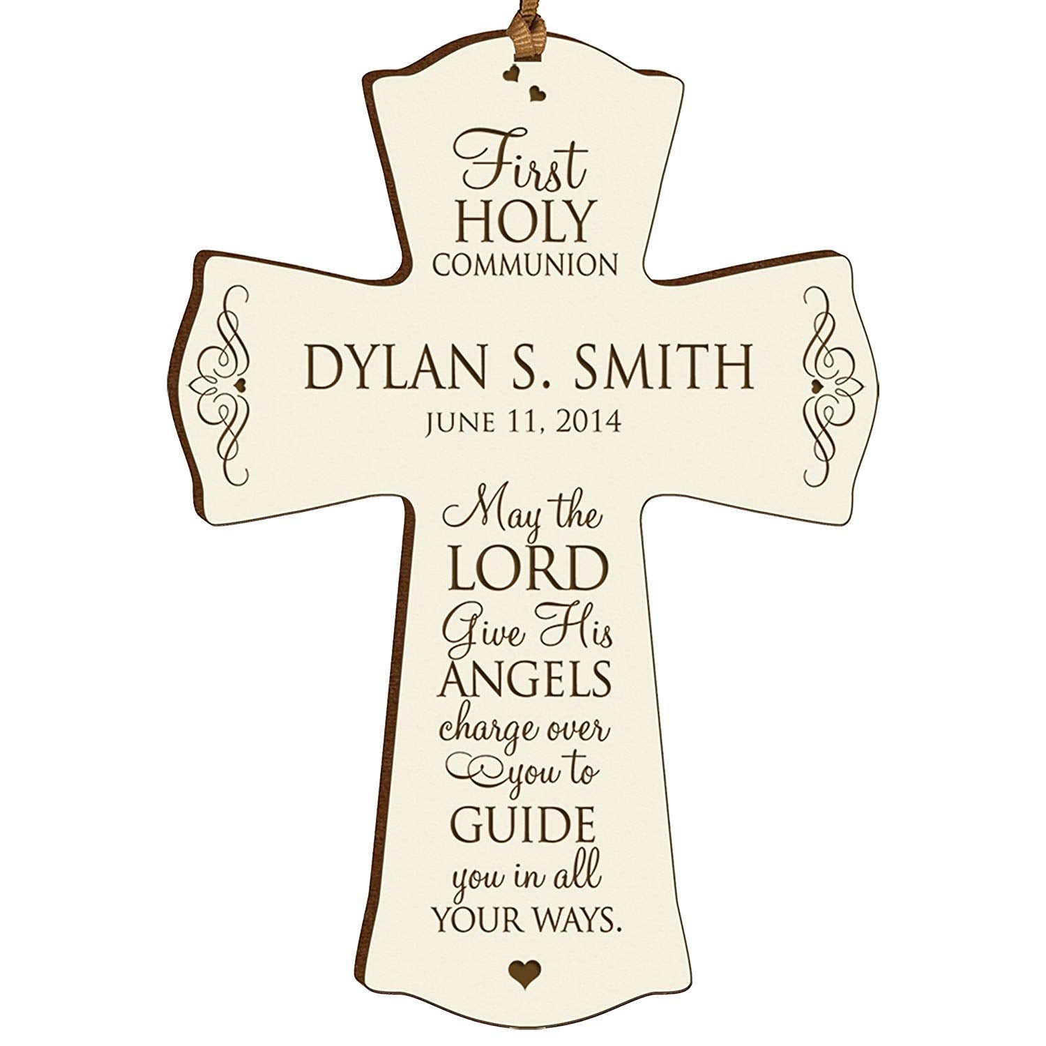 Personalized Baptism Wall Cross for Christening -First Holy Communion - LifeSong Milestones