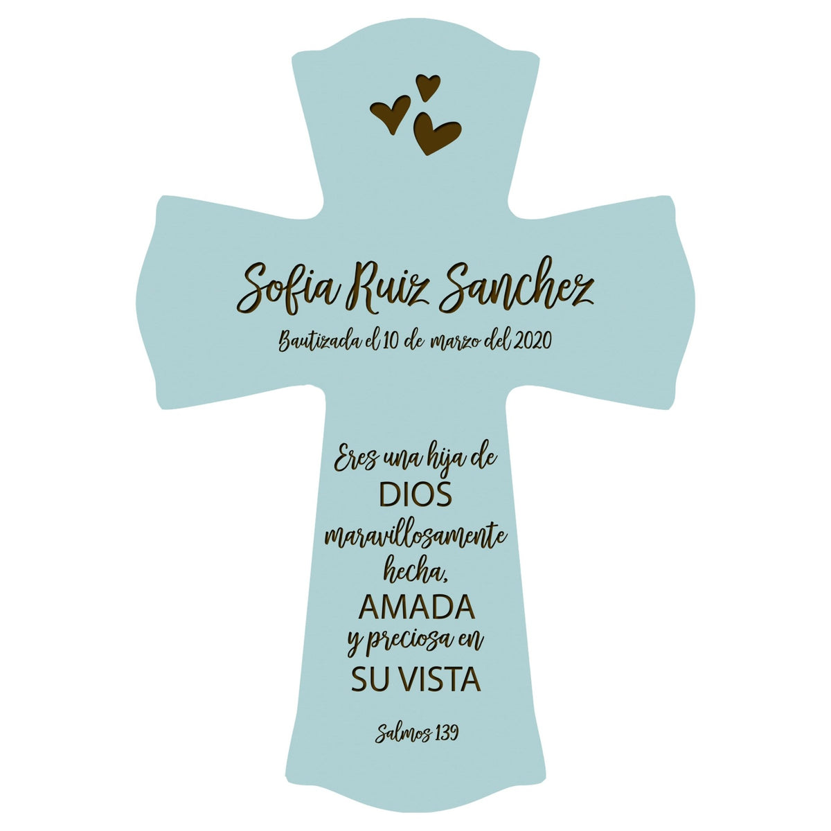 Personalized Baptism Wall Cross Spanish Verse - Child Of God 8”x11.5” - LifeSong Milestones