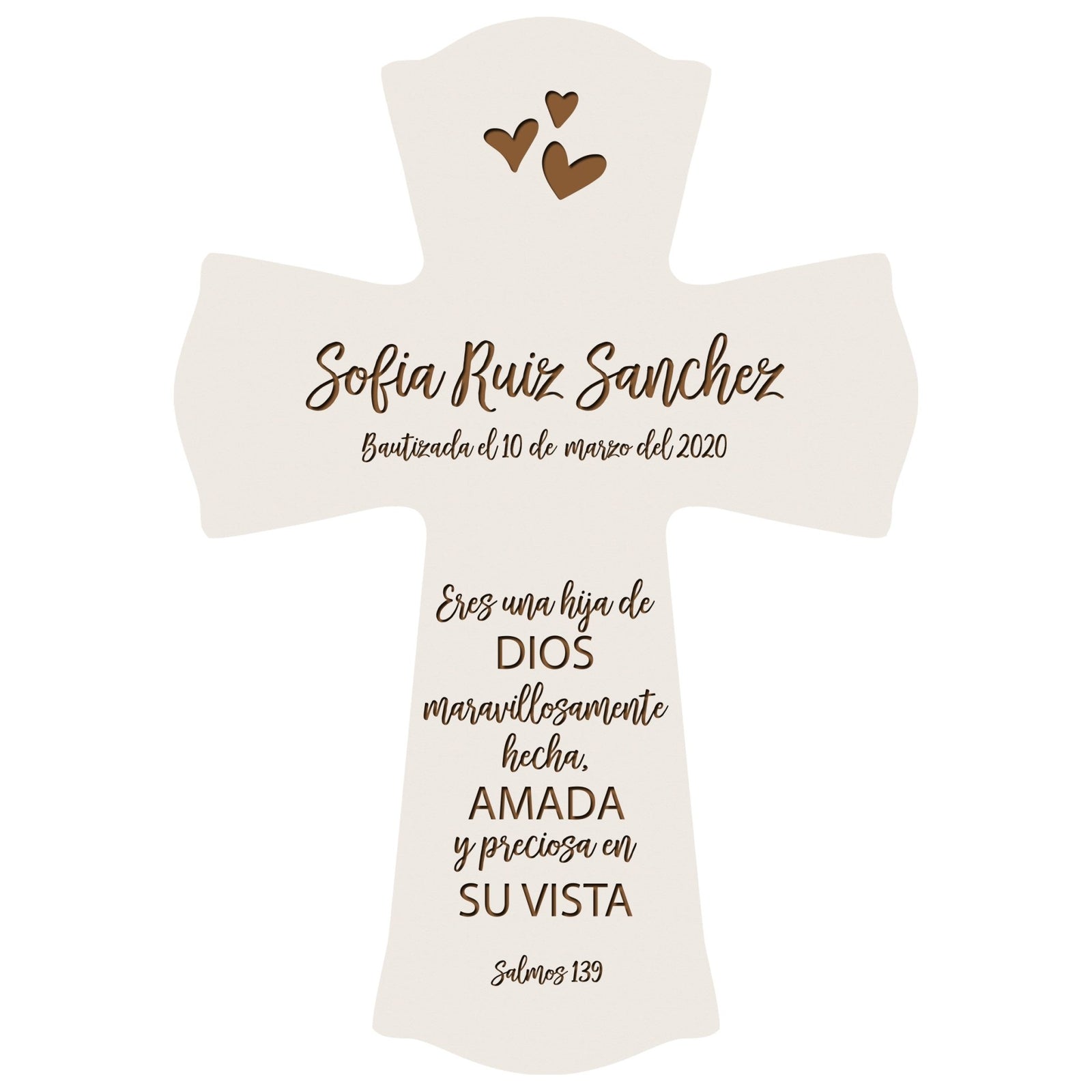 Personalized Baptism Wall Cross Spanish Verse - Child Of God 8”x11.5” - LifeSong Milestones