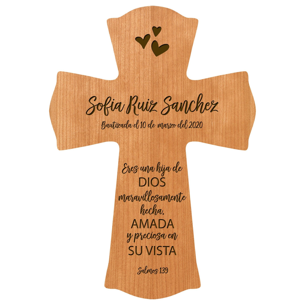 Personalized Baptism Wall Cross Spanish Verse - Child Of God 8”x11.5” - LifeSong Milestones