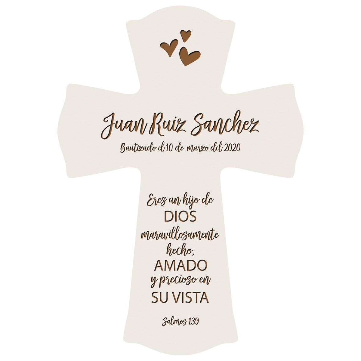 Personalized Baptism Wall Cross Spanish Verse - Child Of God 8”x11.5” - LifeSong Milestones