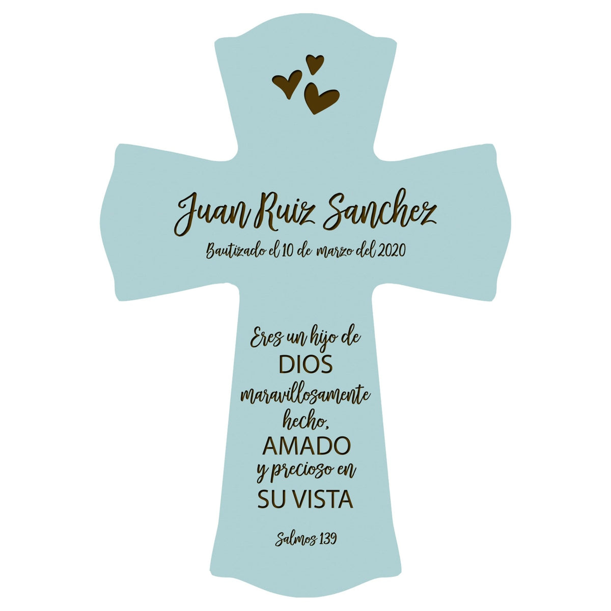 Personalized Baptism Wall Cross Spanish Verse - Child Of God 8”x11.5” - LifeSong Milestones