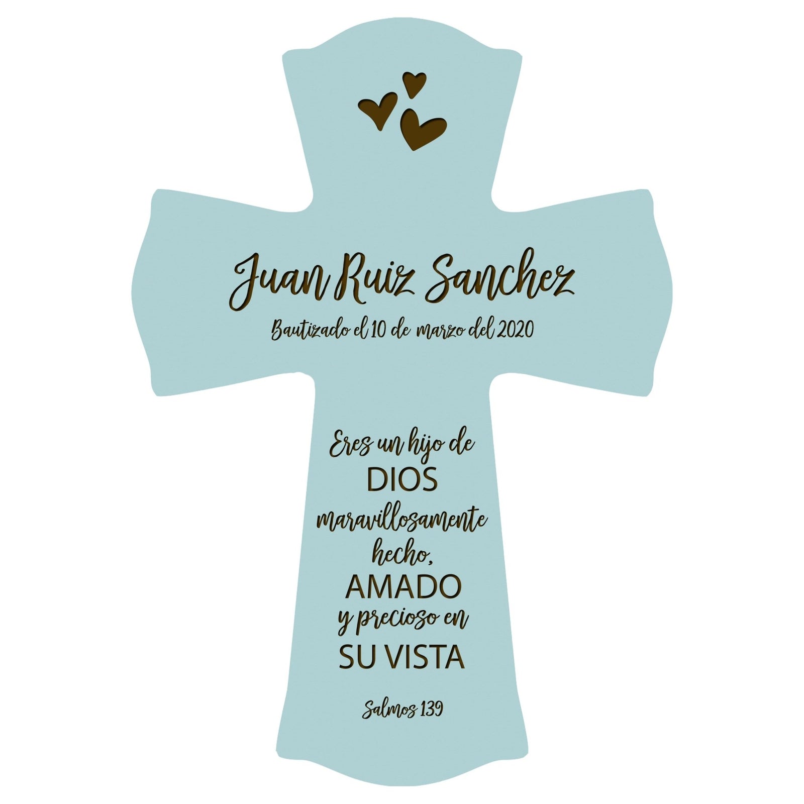 Personalized Baptism Wall Cross Spanish Verse - Child Of God 8”x11.5” - LifeSong Milestones