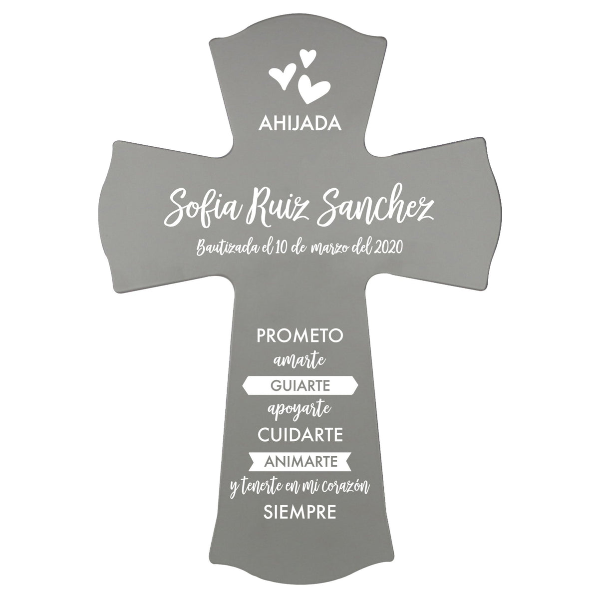 Personalized Baptism Wall Cross Spanish Verse - I Promise To Love 8”x11.5” - LifeSong Milestones