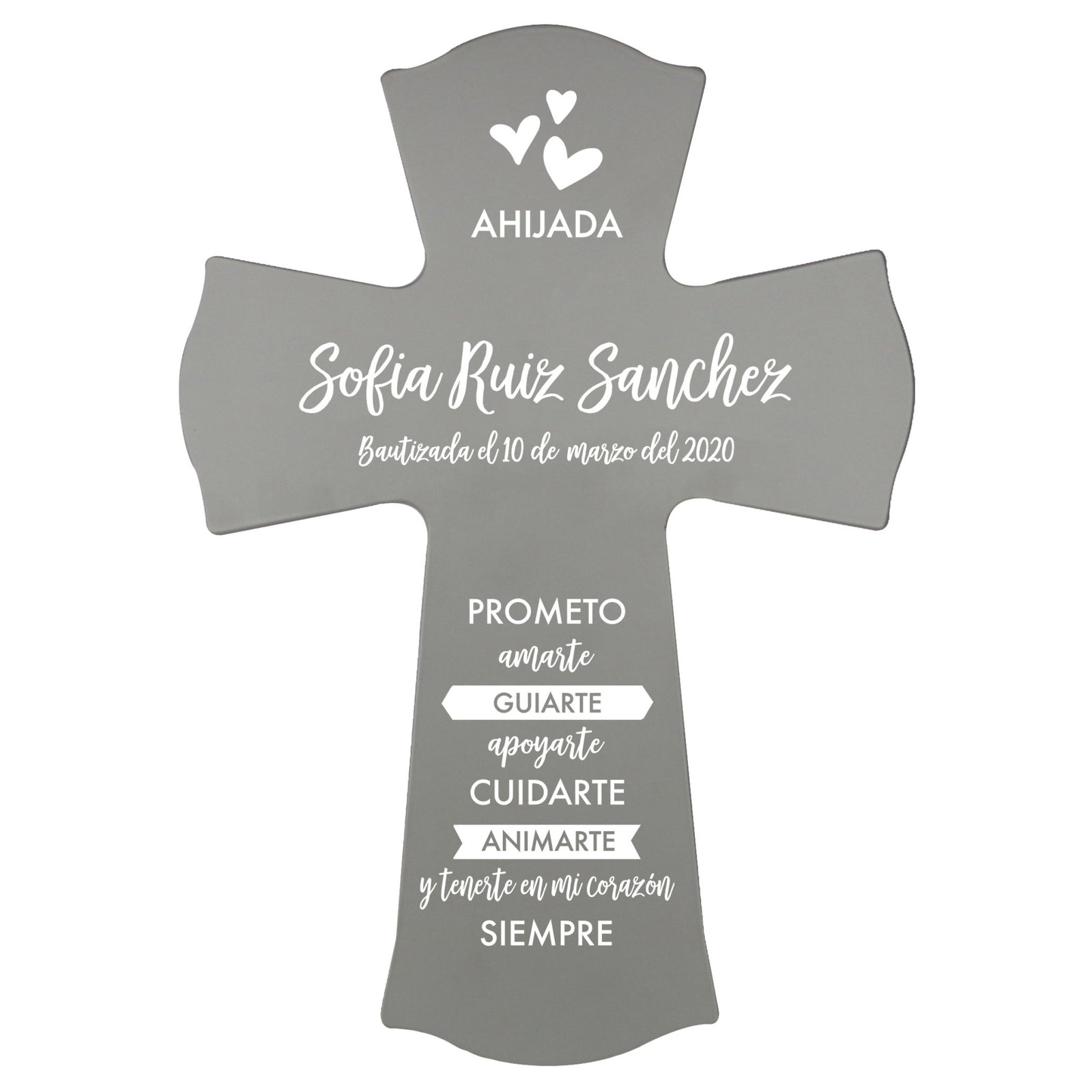 Personalized Baptism Wall Cross Spanish Verse - I Promise To Love 8”x11.5” - LifeSong Milestones