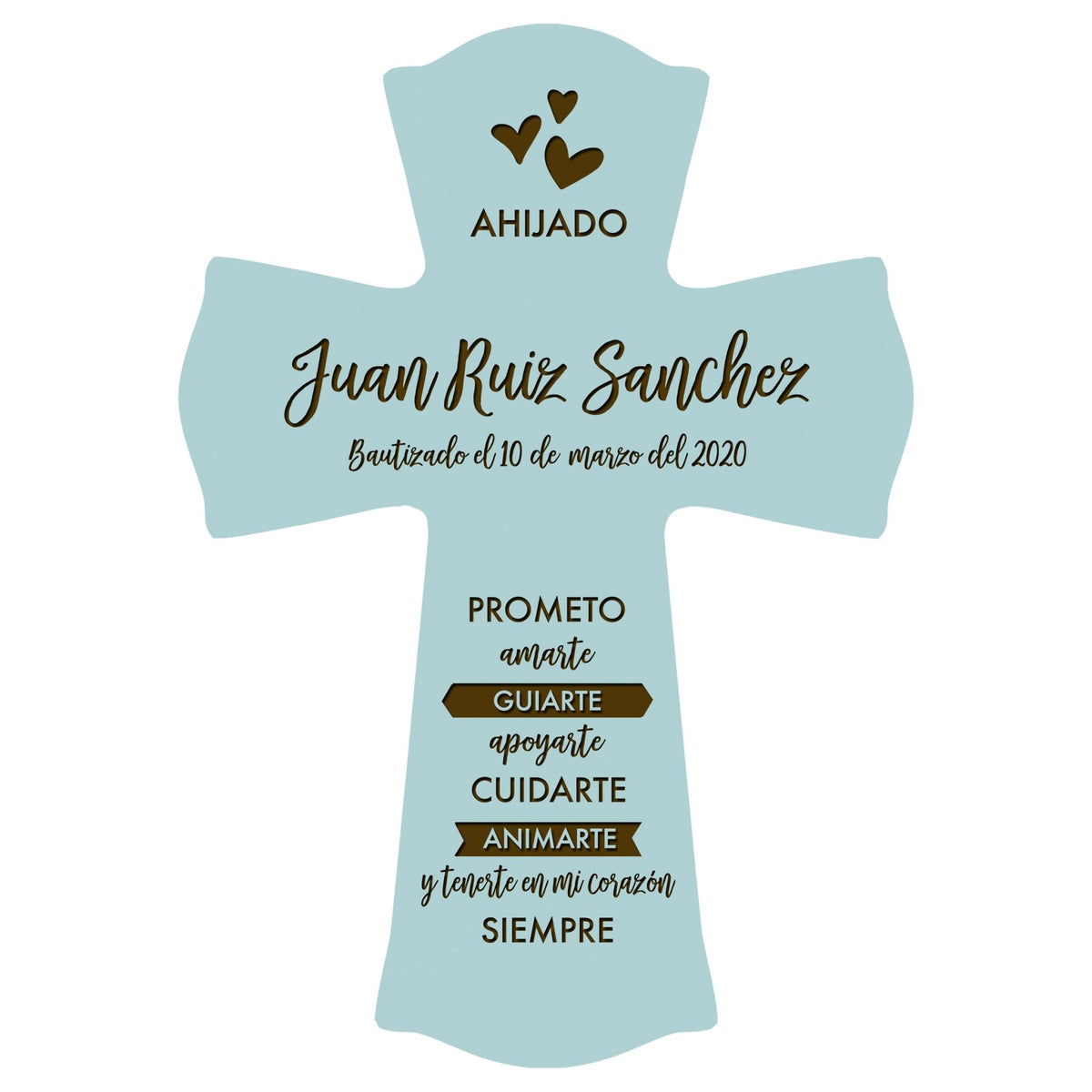 Personalized Baptism Wall Cross Spanish Verse - I Promise To Love 8”x11.5” - LifeSong Milestones