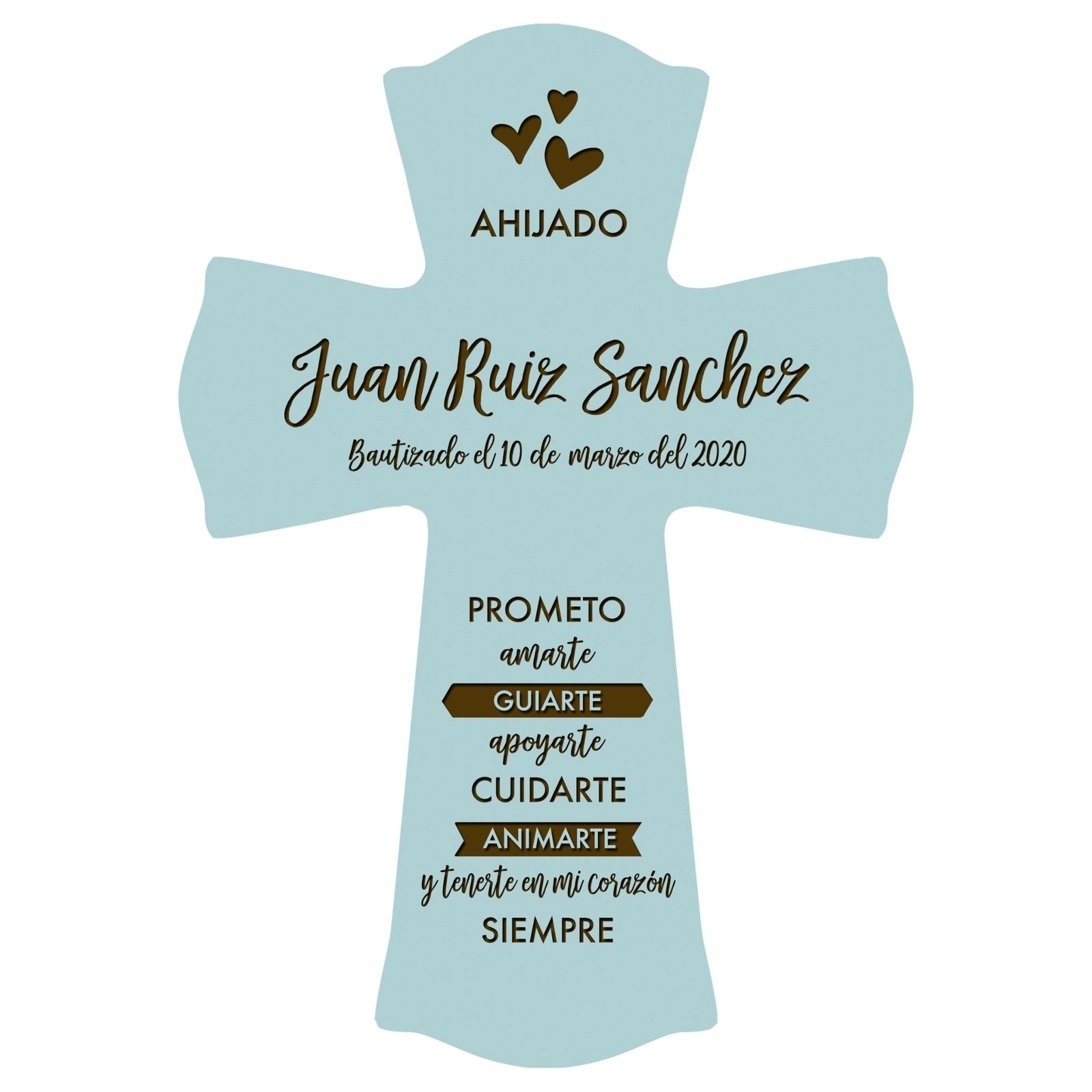 Personalized Baptism Wall Cross Spanish Verse - I Promise To Love 8”x11.5” - LifeSong Milestones