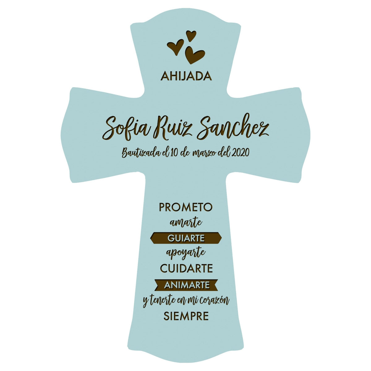 Personalized Baptism Wall Cross Spanish Verse - I Promise To Love 8”x11.5” - LifeSong Milestones