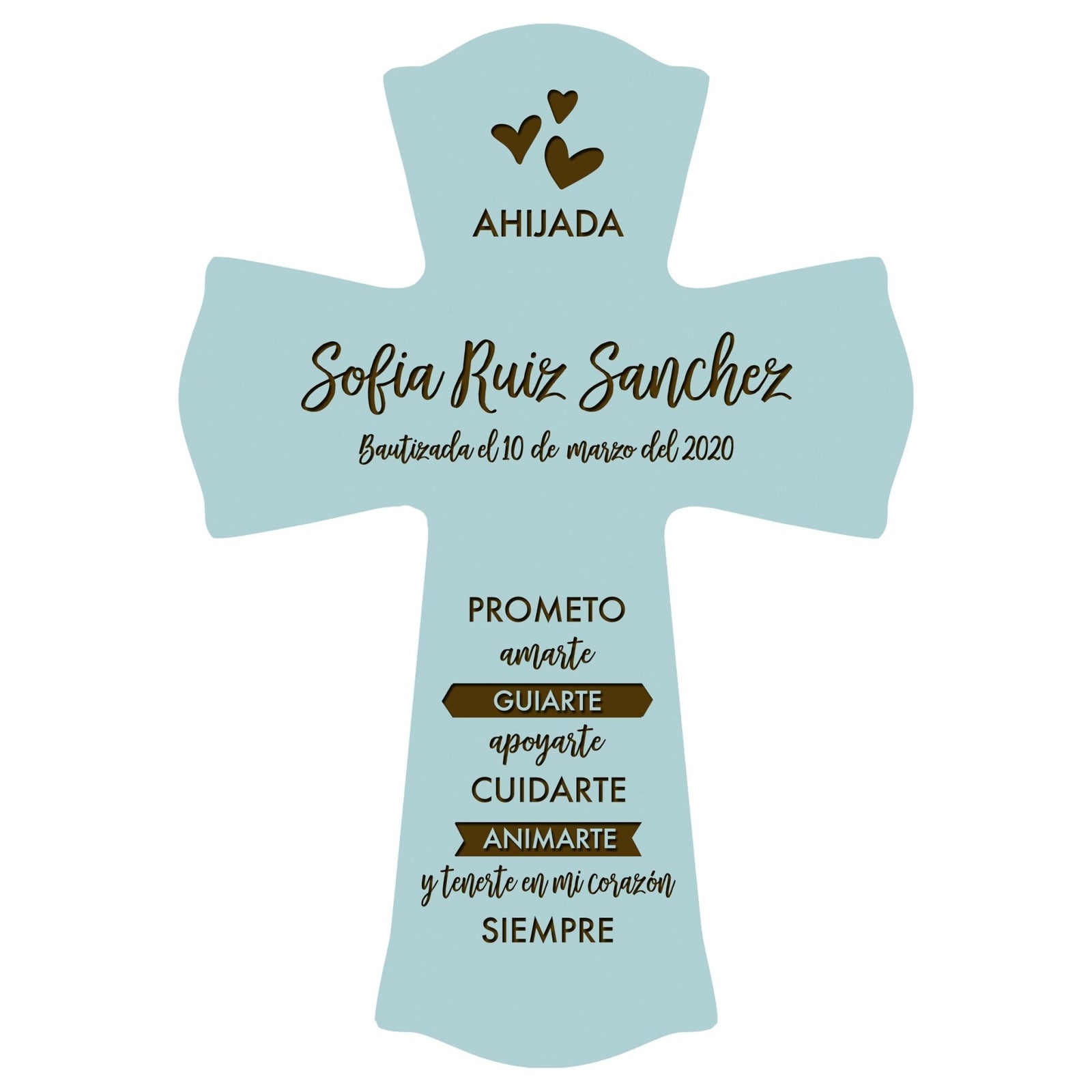 Personalized Baptism Wall Cross Spanish Verse - I Promise To Love 8”x11.5” - LifeSong Milestones