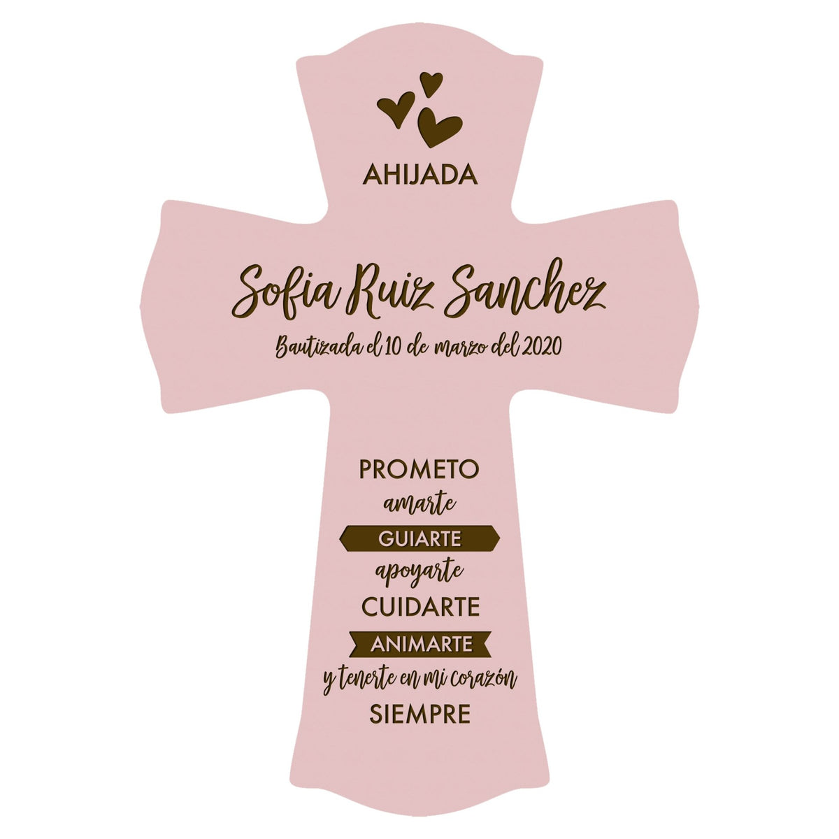 Personalized Baptism Wall Cross Spanish Verse - I Promise To Love 8”x11.5” - LifeSong Milestones