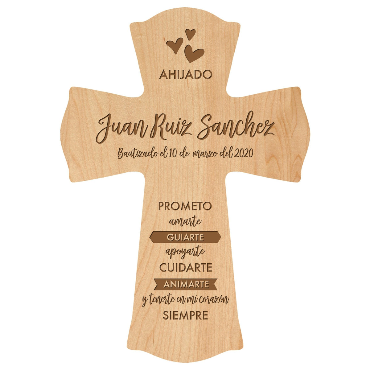 Personalized Baptism Wall Cross Spanish Verse - I Promise To Love 8”x11.5” - LifeSong Milestones