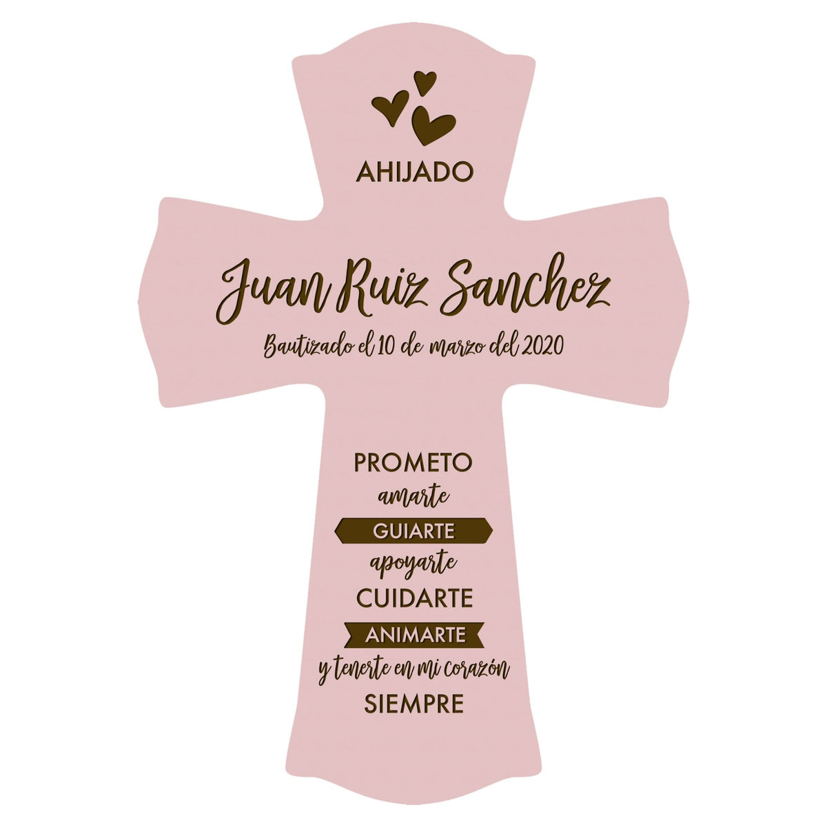 Personalized Baptism Wall Cross Spanish Verse - I Promise To Love 8”x11.5” - LifeSong Milestones