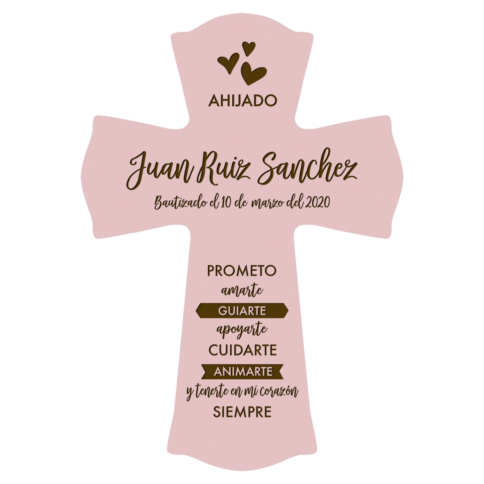 Personalized Baptism Wall Cross Spanish Verse - I Promise To Love 8”x11.5” - LifeSong Milestones