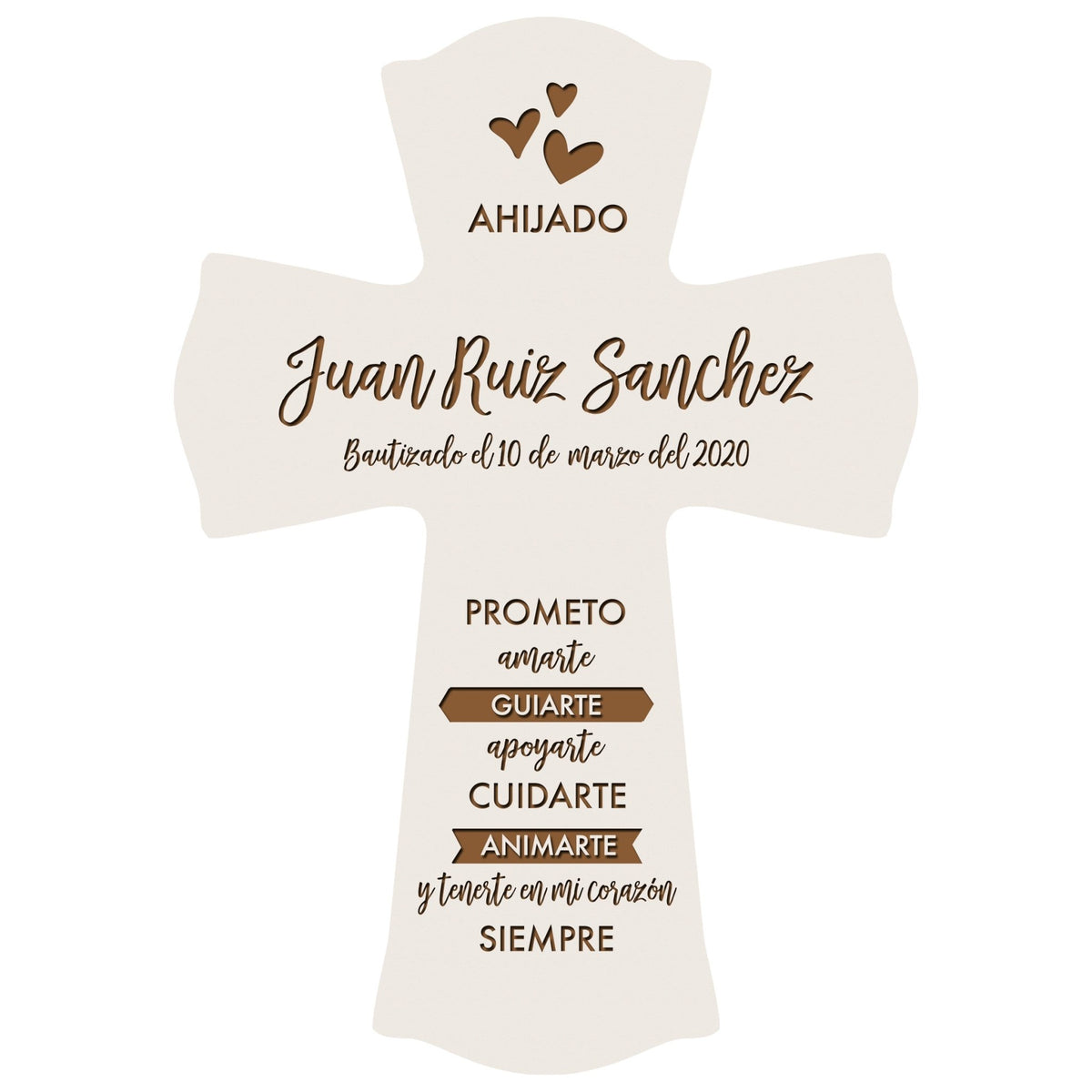 Personalized Baptism Wall Cross Spanish Verse - I Promise To Love 8”x11.5” - LifeSong Milestones