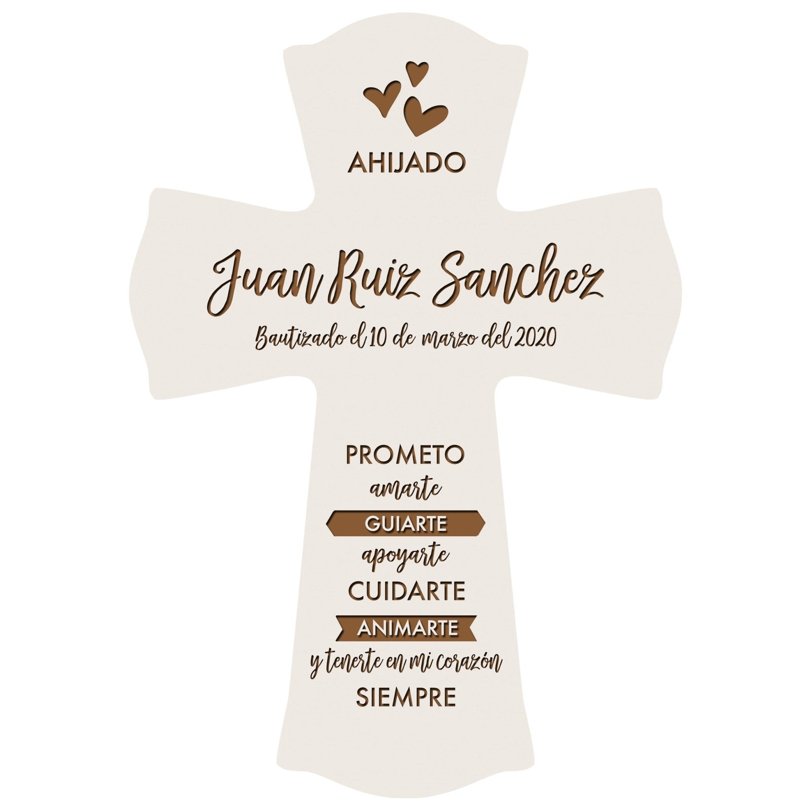 Personalized Baptism Wall Cross Spanish Verse - I Promise To Love 8”x11.5” - LifeSong Milestones