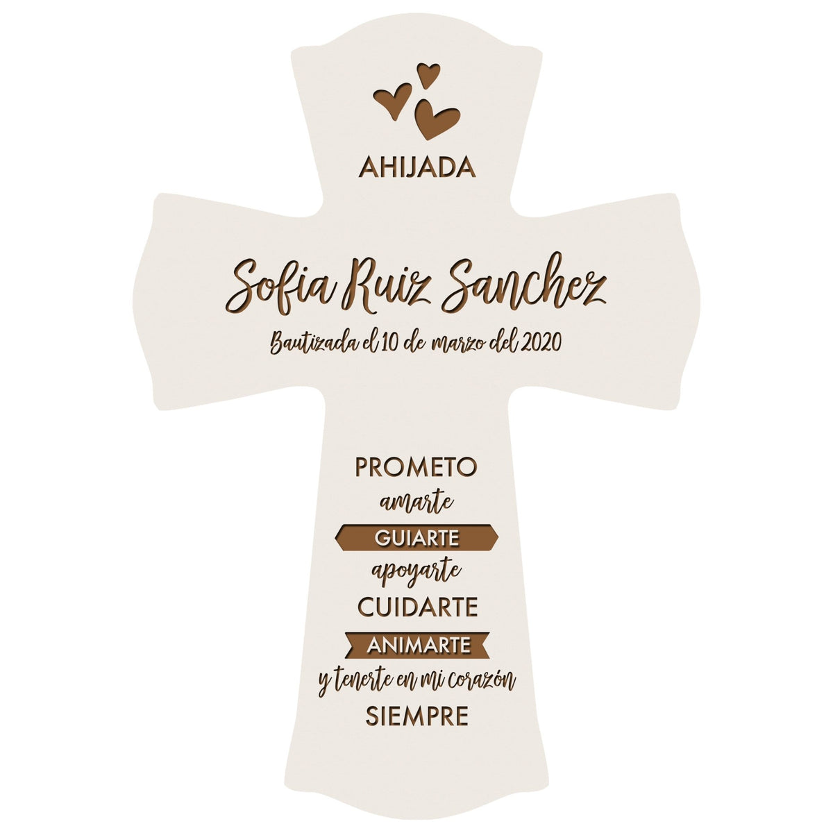 Personalized Baptism Wall Cross Spanish Verse - I Promise To Love 8”x11.5” - LifeSong Milestones