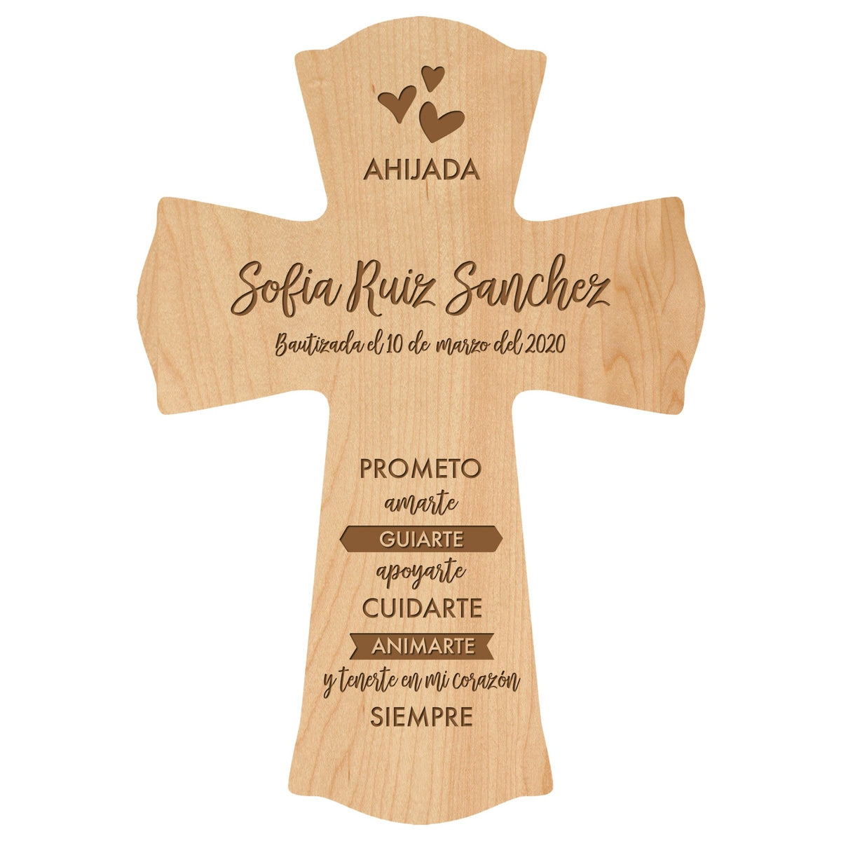 Personalized Baptism Wall Cross Spanish Verse - I Promise To Love 8”x11.5” - LifeSong Milestones