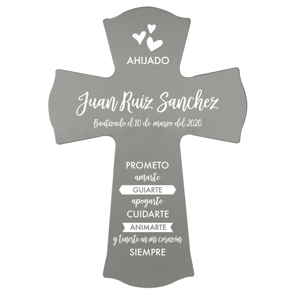 Personalized Baptism Wall Cross Spanish Verse - I Promise To Love 8”x11.5” - LifeSong Milestones
