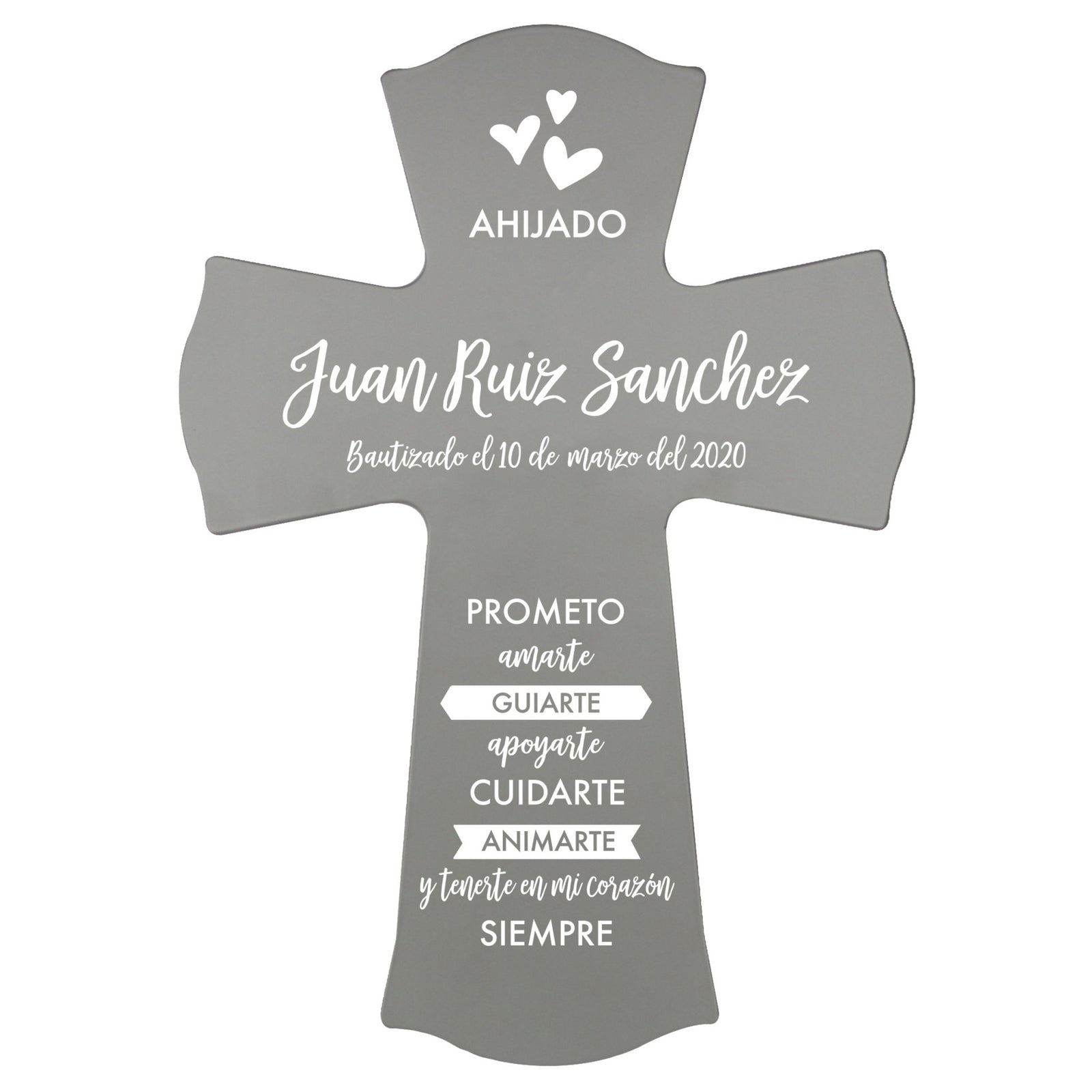 Personalized Baptism Wall Cross Spanish Verse - I Promise To Love 8”x11.5” - LifeSong Milestones
